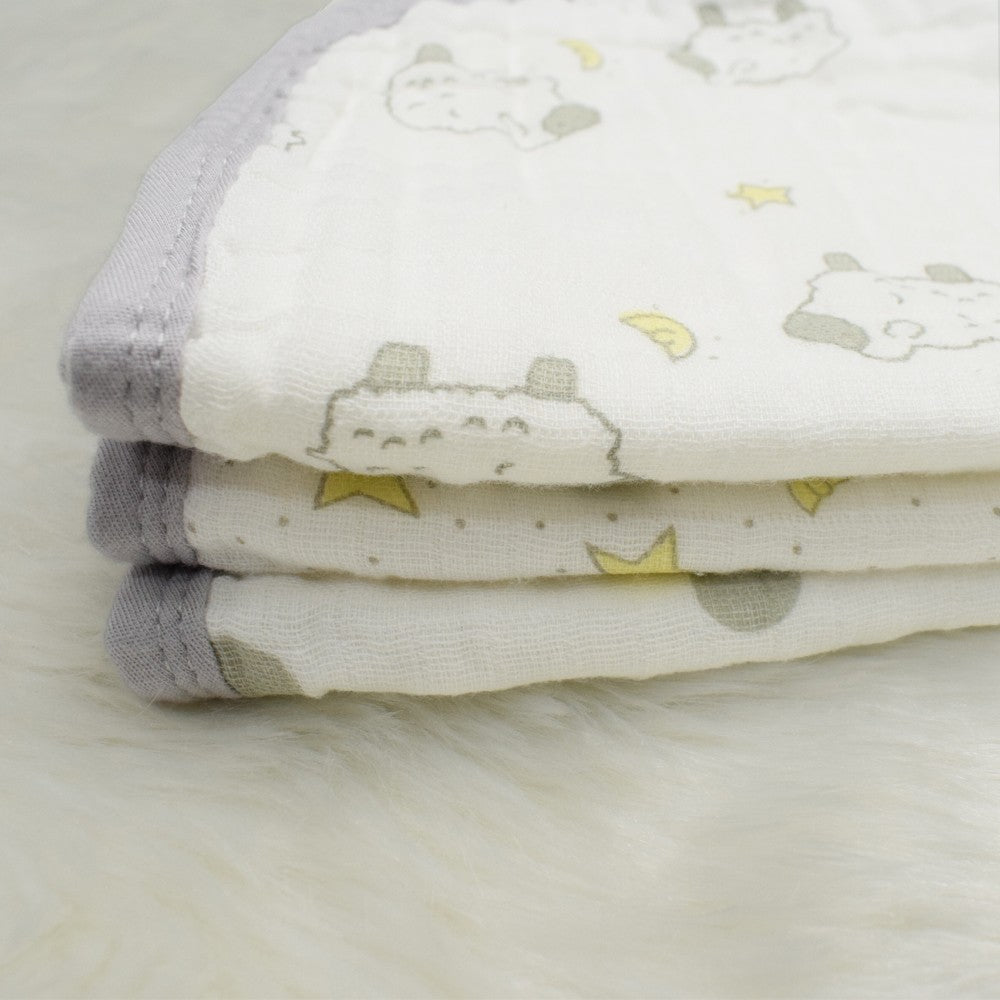 Grey Sheep & Stars Printed Wash Cloths-Set of 3