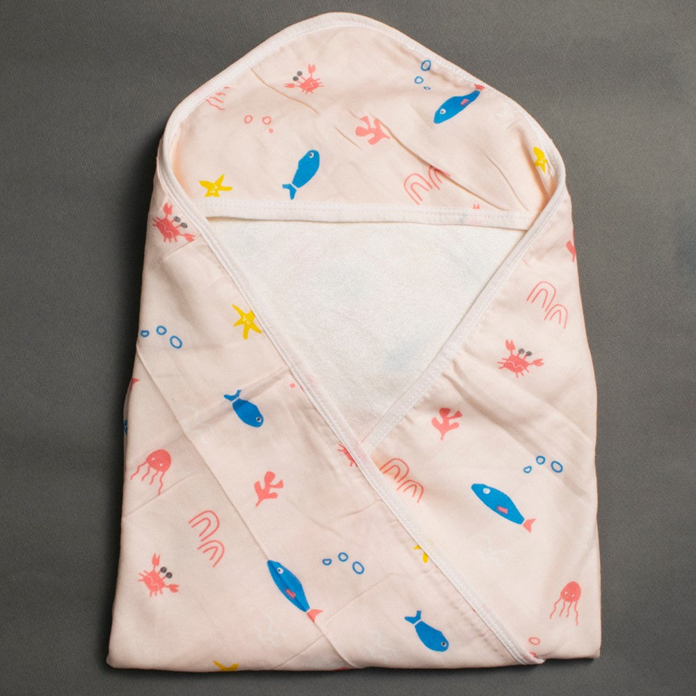 Pink Sea Animal Theme Hooded Towel