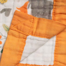 Load image into Gallery viewer, Forest Theme Quilted Muslin Blanket- White &amp; Orange
