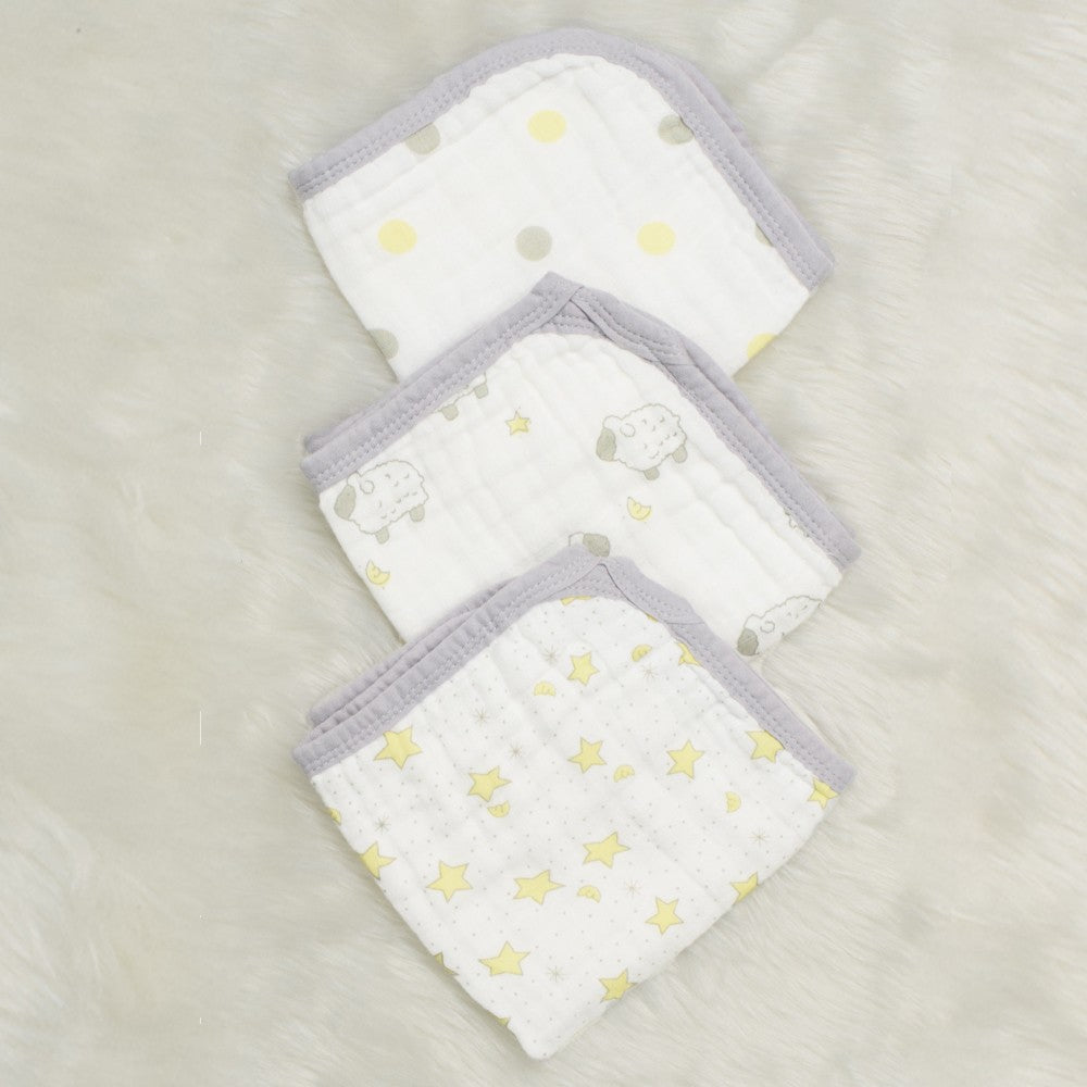 Grey Sheep & Stars Printed Wash Cloths-Set of 3