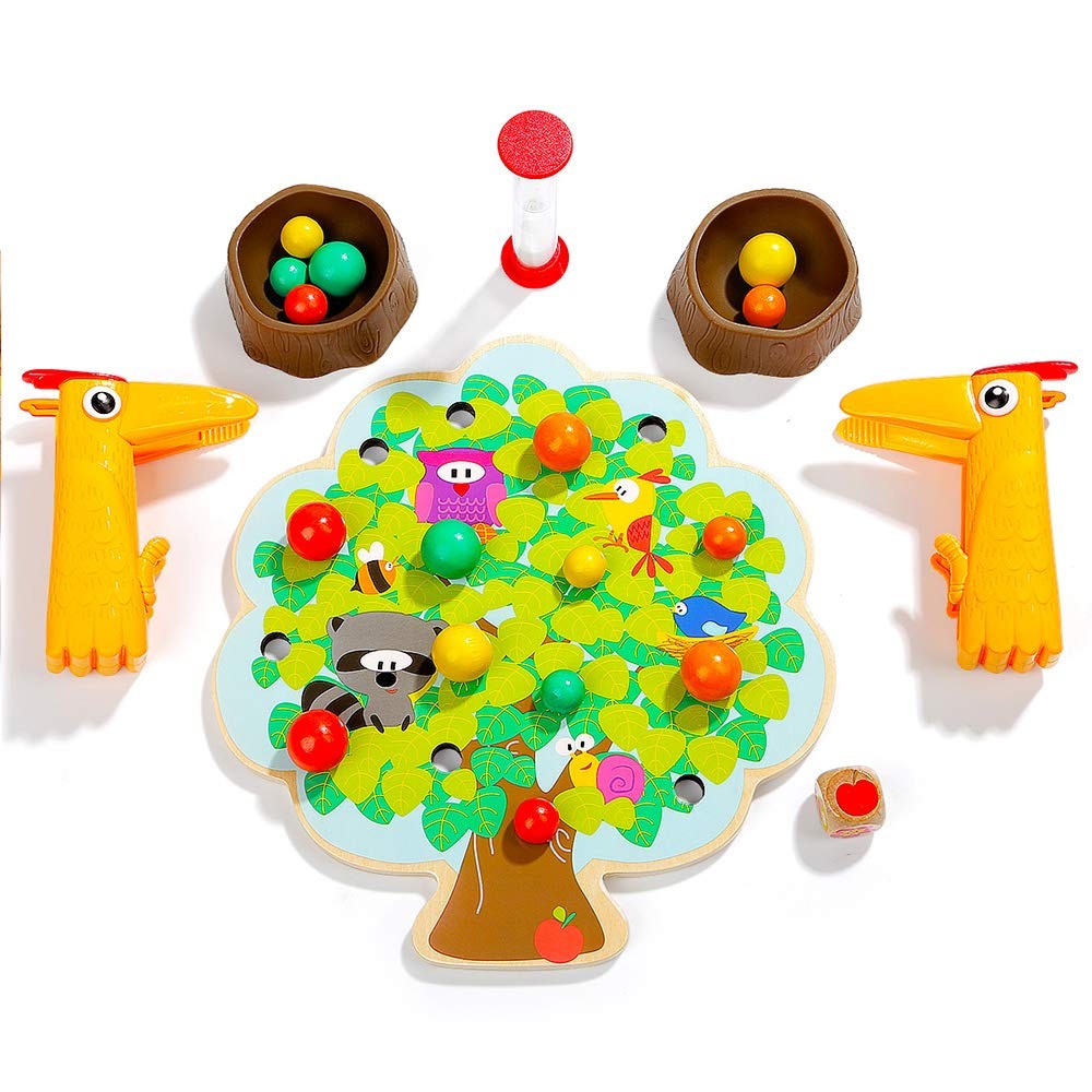 Multi Color Wooden Peckers Fruit Fiesta Game