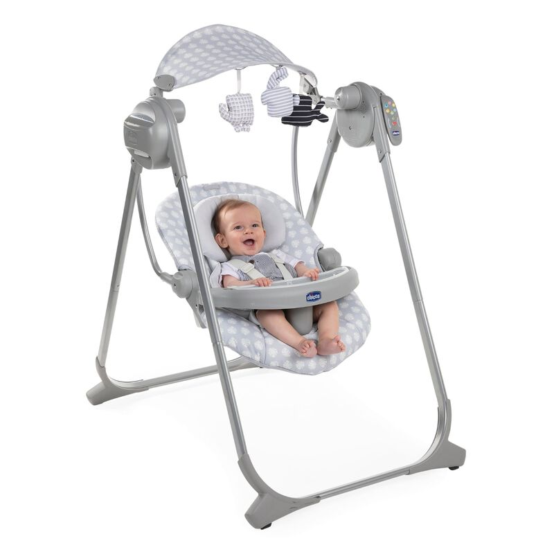 Grey Polly Swing Up Automatic Baby Swing Chair with Remote Control
