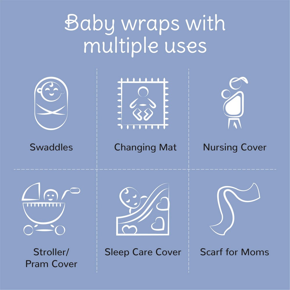 Flamingo & Classic White Design Muslin Swaddle Wrap- Pack Of 2