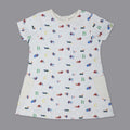 White Aeroplane Printed Half Sleeves Dress