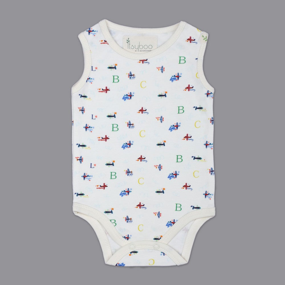 White Aeroplane Sleeveless Onesie