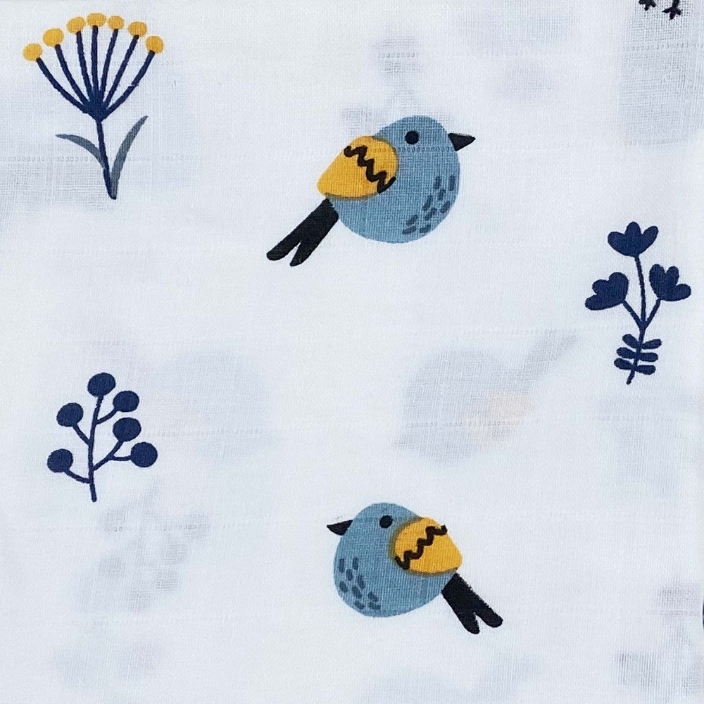 Bird & Classic White Design Muslin Swaddle Wrap- Pack Of 2