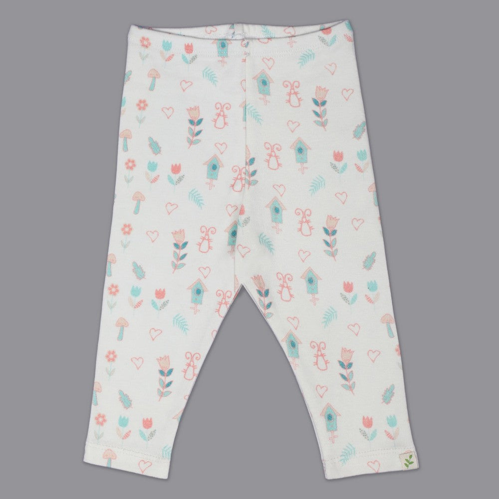 White Floral Printed Leggings