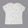 White Floral Printed Half Sleeves T-Shirt