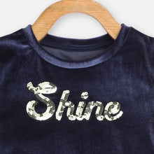 Load image into Gallery viewer, Navy Velvet Sequin Embellished Party Top
