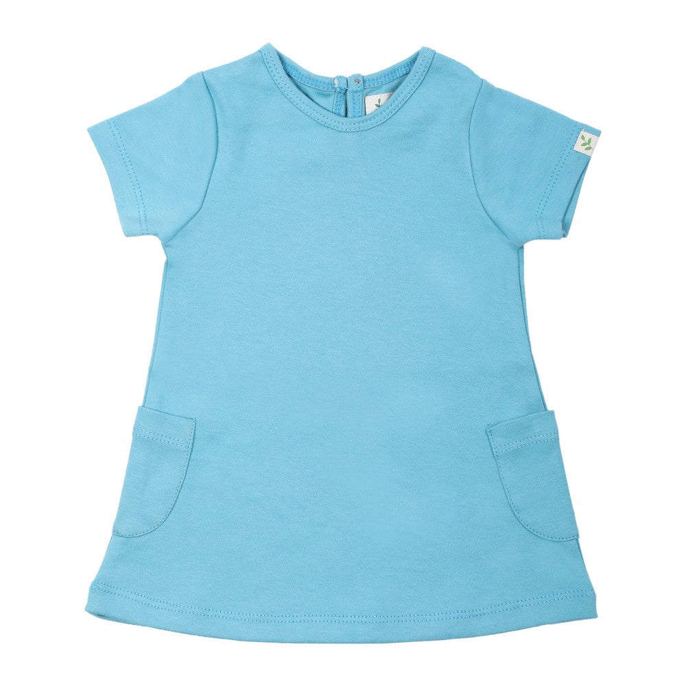 Light Blue Plain Half Sleeves Dress