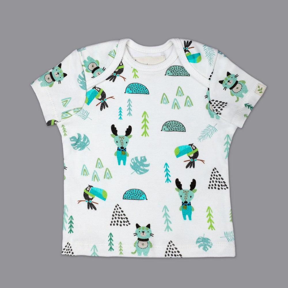 White Forest Theme Half Sleeves T-Shirt