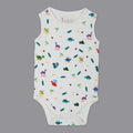 White Dino Theme Sleeveless Onesie