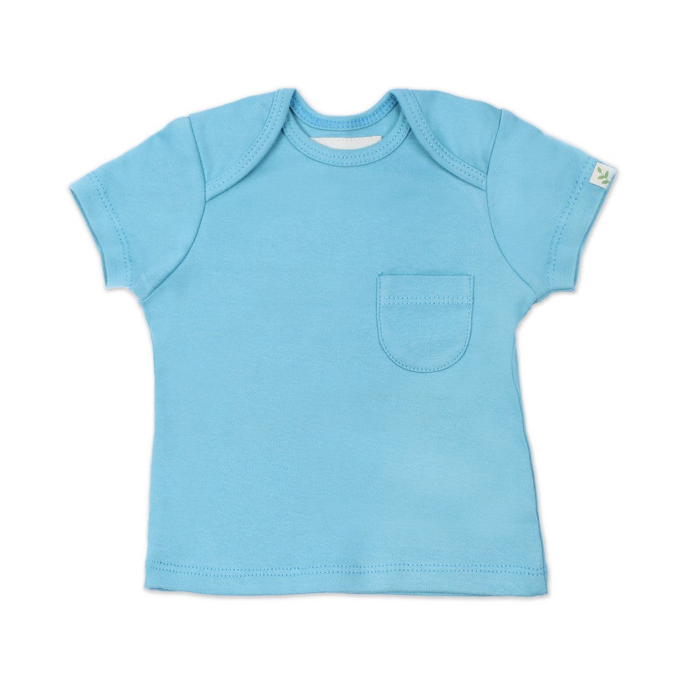 Light Blue Plain Half Sleeves T-Shirt With Front Pocket