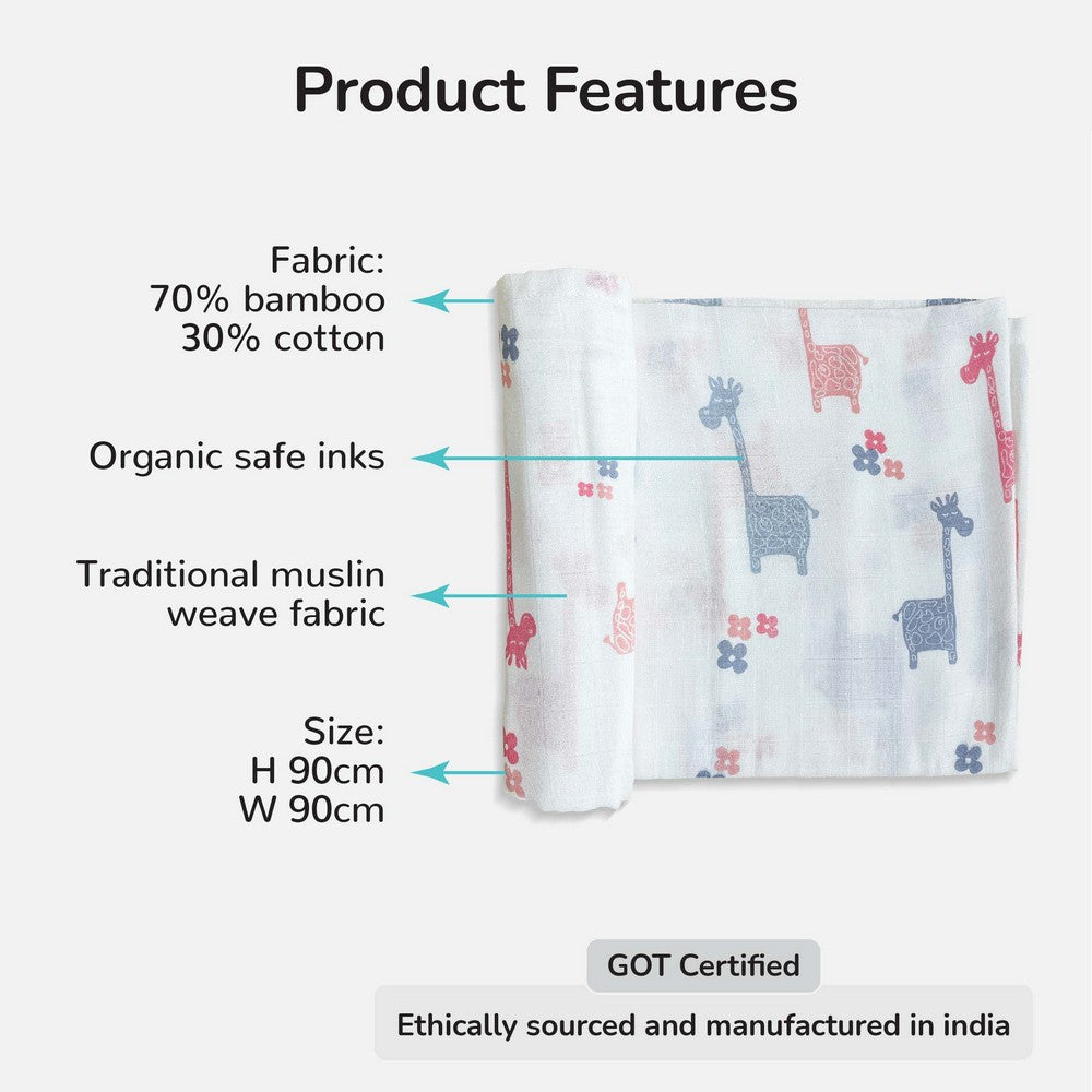 Giraffe Design Muslin Swaddle Wrap