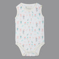 White Floral Printed Sleeveless Onesie