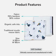 Load image into Gallery viewer, Bird &amp; Classic White Design Muslin Swaddle Wrap- Pack Of 2

