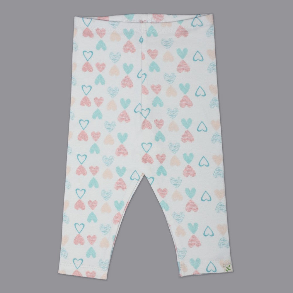 White Heart Printed Leggings