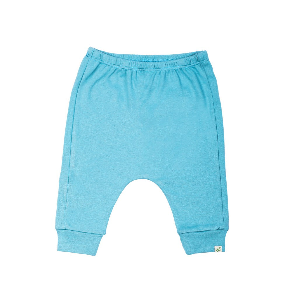 Light Blue Plain Jogger Pants With Ribbed Cuff