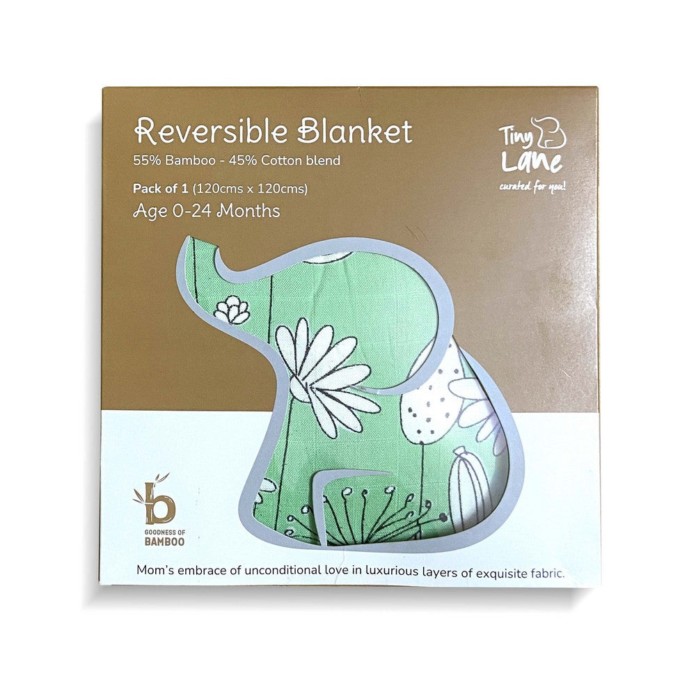 Green Spring Flower Reversible Baby Muslin Blankets