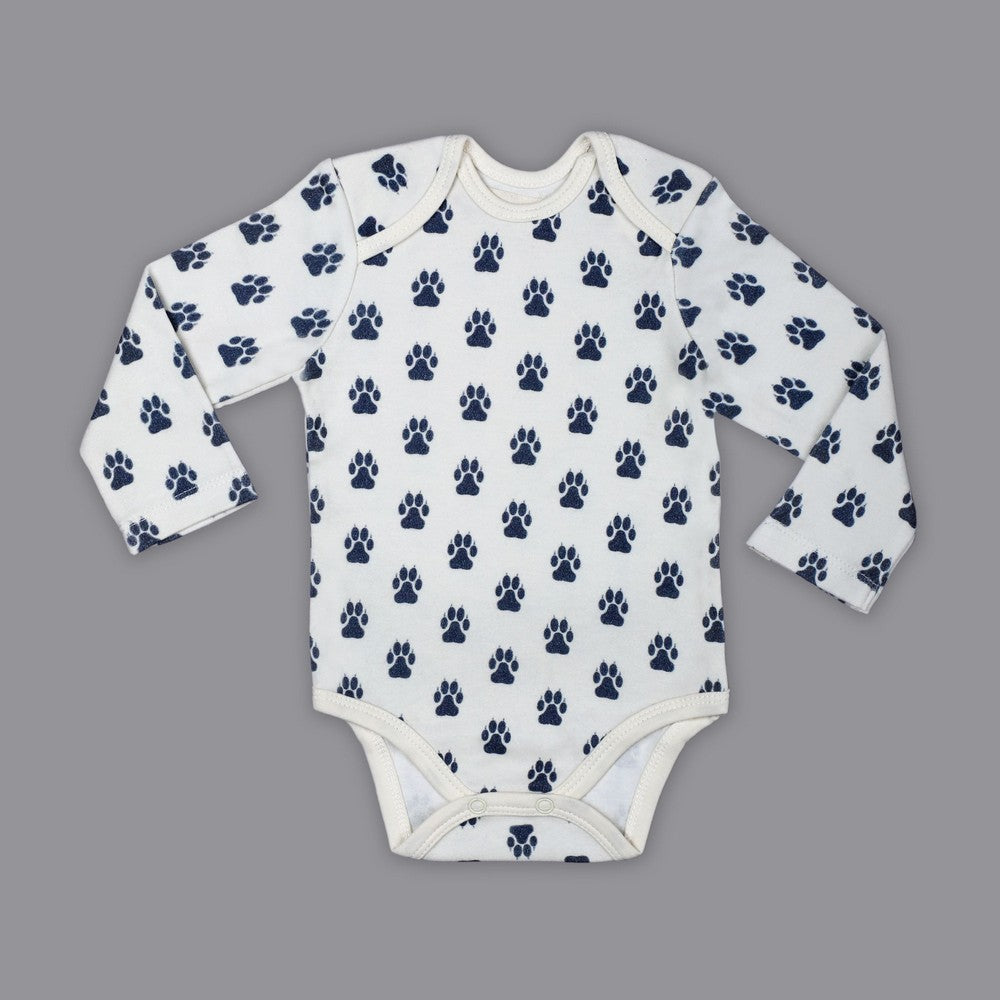 White Paws Printed Full Sleeves Onesie