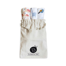 Load image into Gallery viewer, Bird, Giraffe &amp; Flamingo Design Muslin Swaddle Wrap- Pack Of 3
