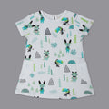 White Forest Printed Half Sleeves Dress