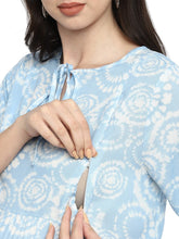 Load image into Gallery viewer, Blue and White Rayon Tie Dye Nursing Maternity Tunic Dress
