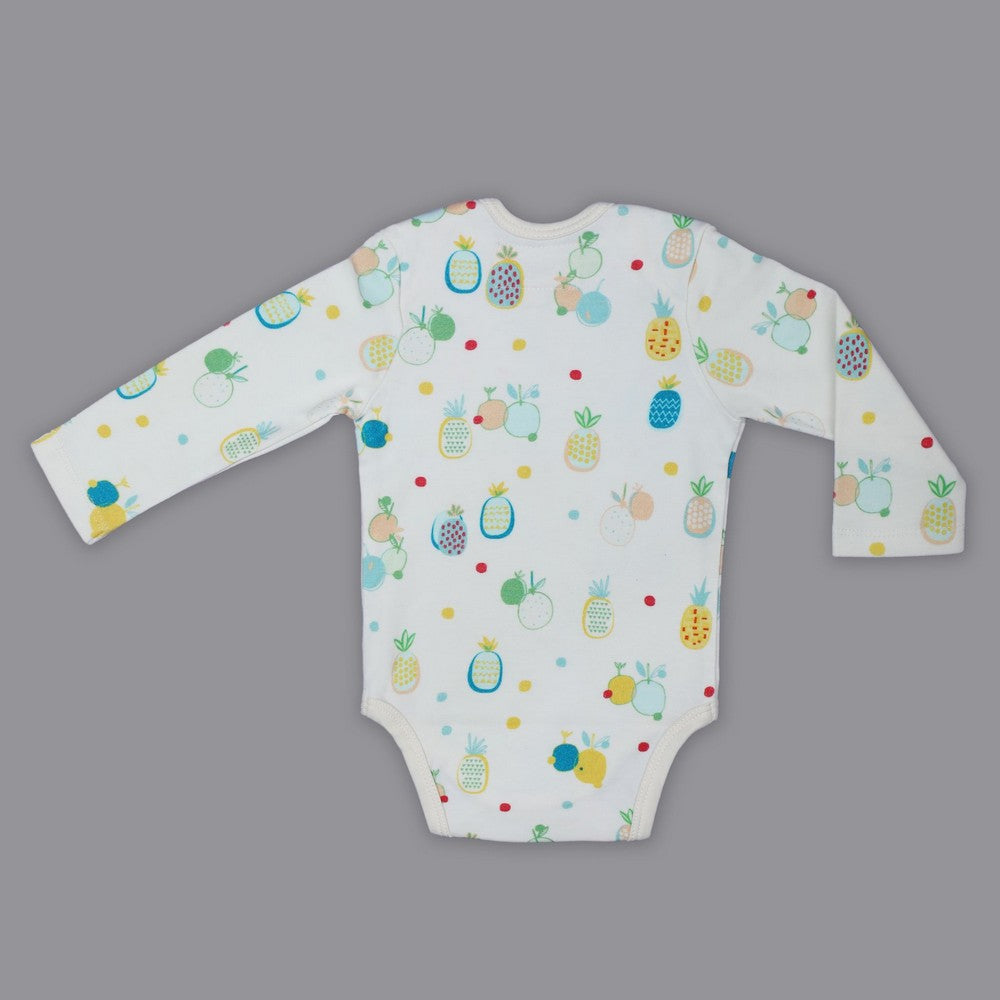 White Pineapple Printed Full Sleeve Onesie