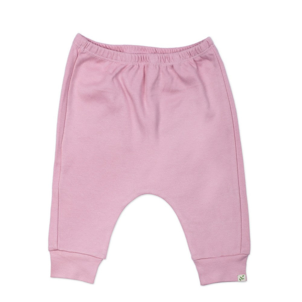 Pink Plain Jogger Pants With Ribbed Cuff