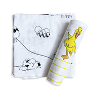Duck & Sheep Design Muslin Swaddle Wrap- Pack Of 2