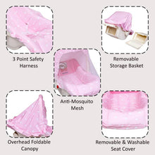 Load image into Gallery viewer, Pink Heart Carry Cot With Back Storage
