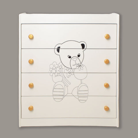 White Bear Wooden Changing Table for New Born Baby Nursery