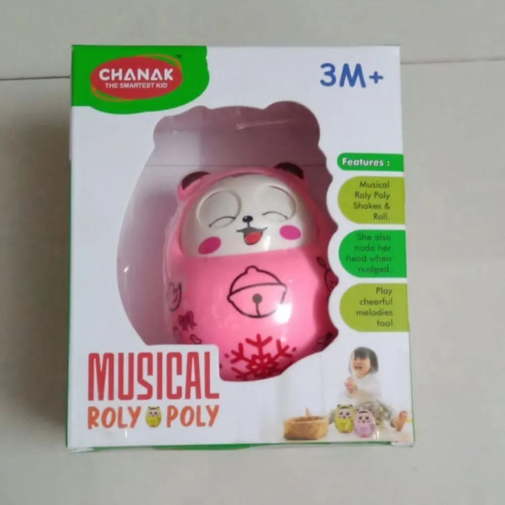 Pink Blinking Eyes Musical Roly Poly Toy