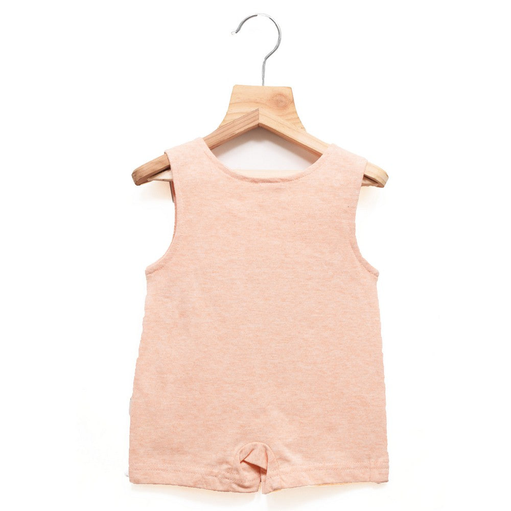 Pastel Orange Animal Printed Romper Set With White T-Shirt