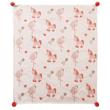 Load image into Gallery viewer, Dinosaur &amp; Unicorn Flamingo Theme Blanket- Green &amp; Pink
