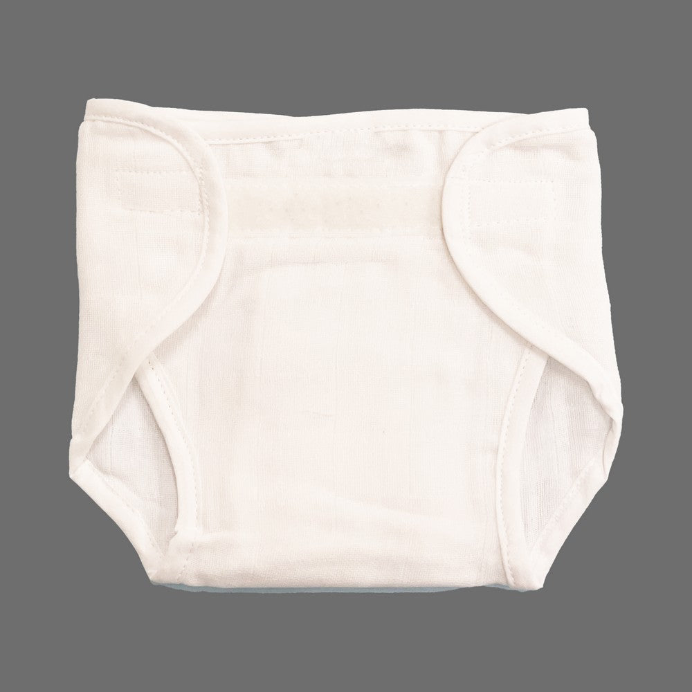 White (3-6m) Velcro Washable Padded Muslin Nappy - Pack Of 6